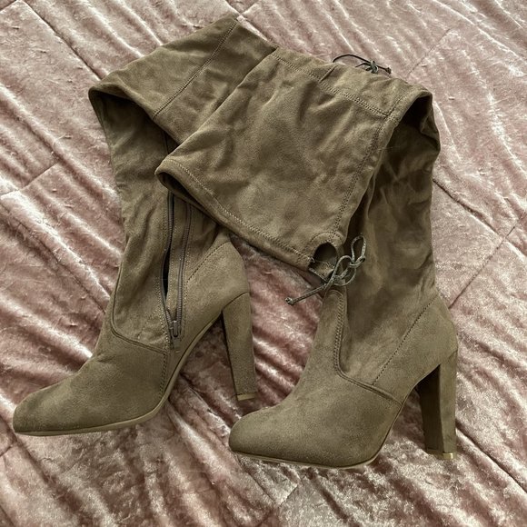 Women's Size 6.5 Thigh-High Heel Boots - Picture 1 of 5